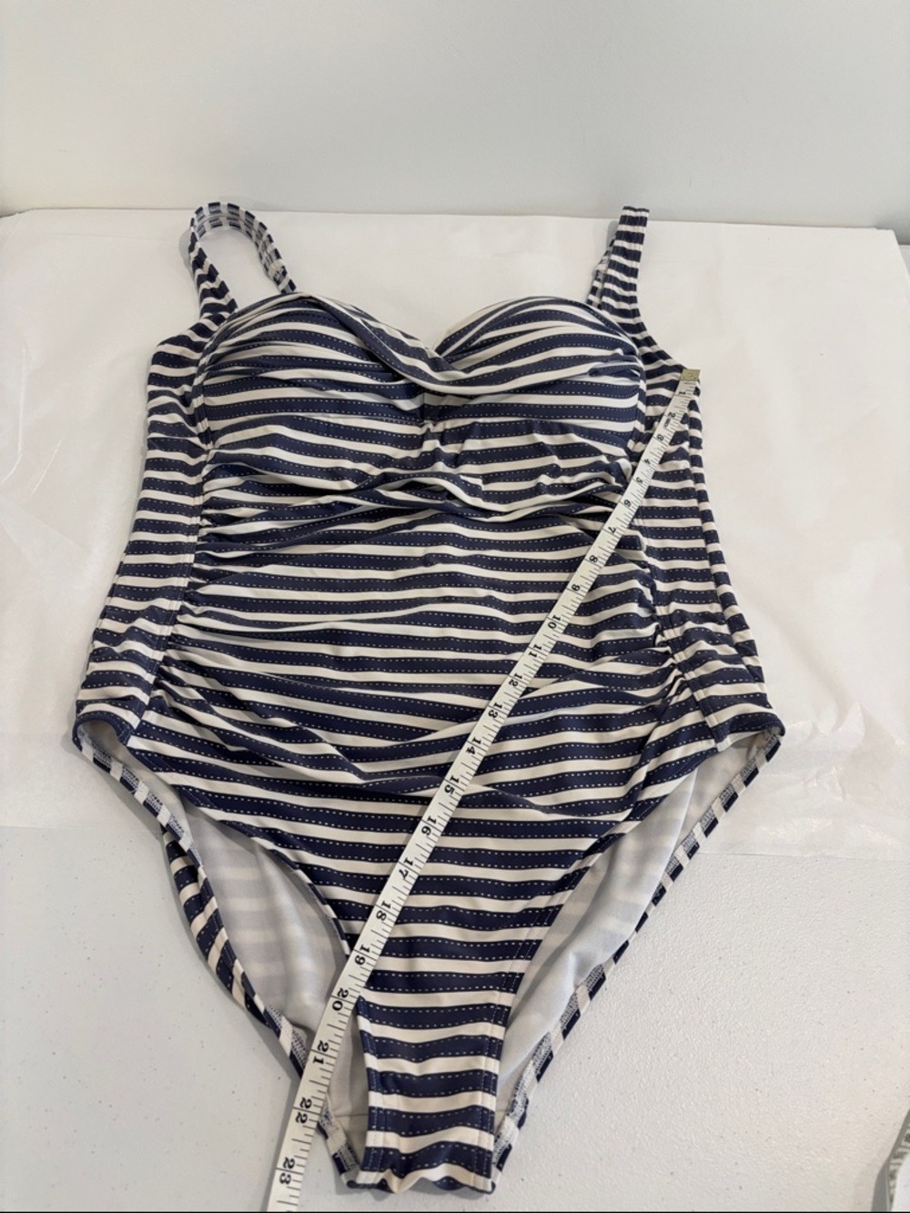 NIPTUCK Joanne twist front one piece bathing suit striped swim suit ruching 14 - Picture 13 of 14